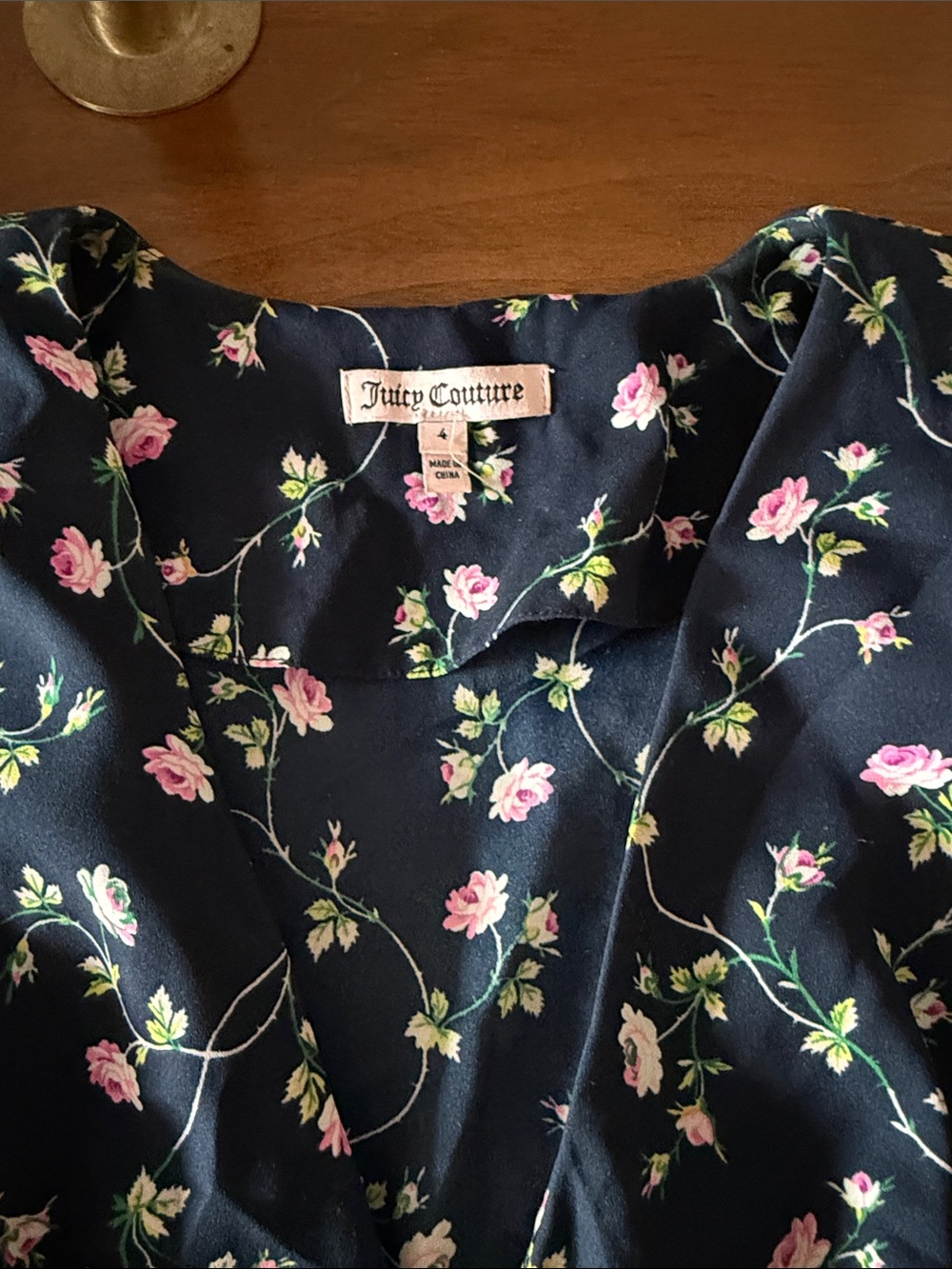 Juicy Couture Navy Floral Long Sleeve Fit-and-Flare Dress - Picture 2 of 5
